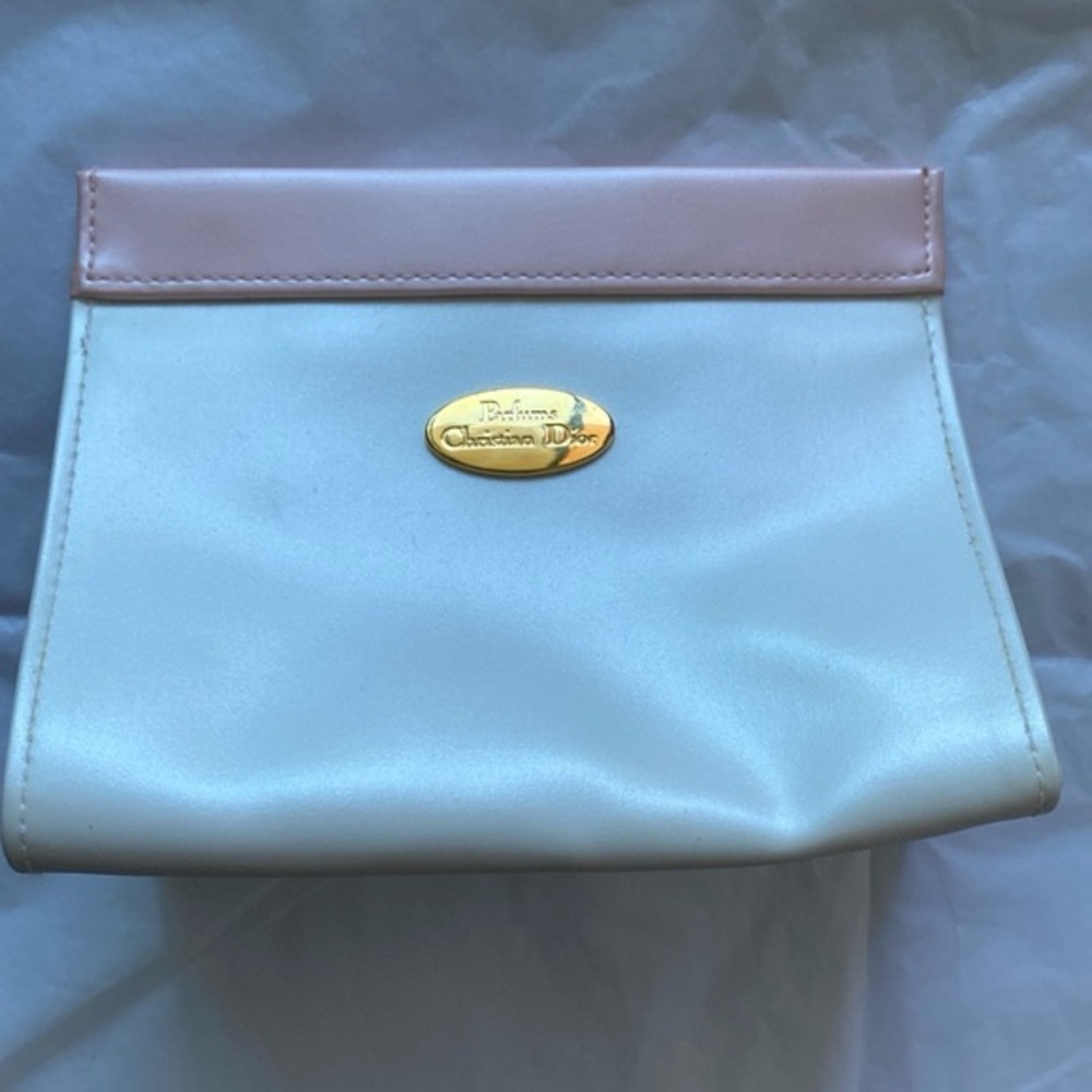 Pre   owned Pardums Christian Dior Cream and Pink Make up Pouch